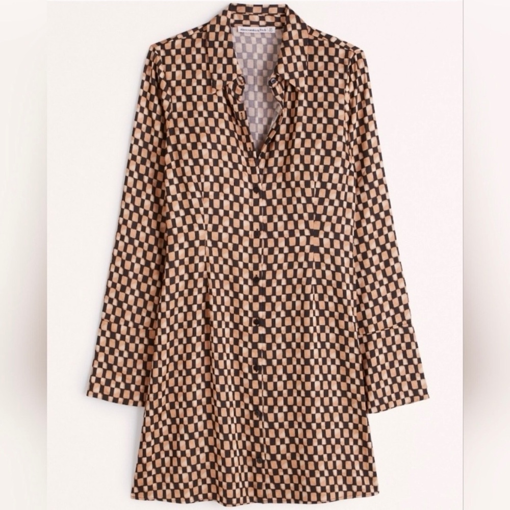 Abercrombie and Fitch patterned satin shirt dress